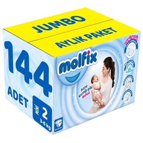 Molfix Bebek Bezi Beden:2 (3-6Kg) Mini 144 Adet Jumbo Aylık Pk