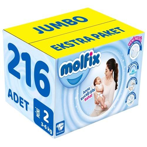 Molfix Bebek Bezi Beden:2 (3-6Kg) Mini 216 Adet Jumbo Ekstra Pk