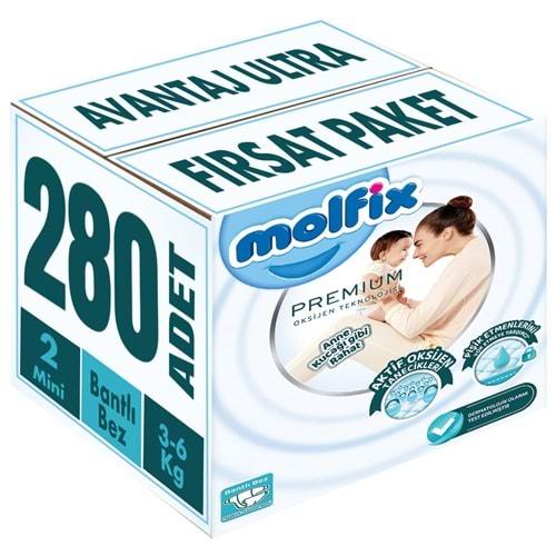 Molfix Premium Bebek Bezi Beden:2 (3-6KG) Mini 280 Adet Avantaj Ultra Fırsat Pk
