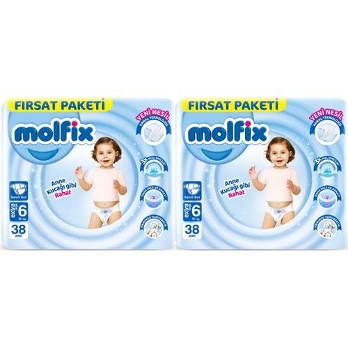 Molfix Bebek Bezi Beden:6 (15+KG) Extra Large 76 Adet Ekonomik Fırsat Pk