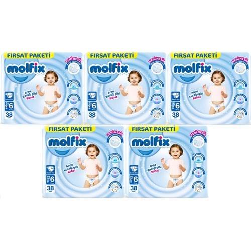 Molfix Bebek Bezi Beden:6 (15+KG) Extra Large 190 Adet Mega Fırsat Pk