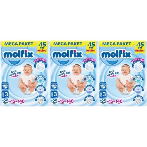 Molfix Bebek Bezi Beden:3 (4-9KG) Midi 420 Adet Mega Aylık Fırsat Pk