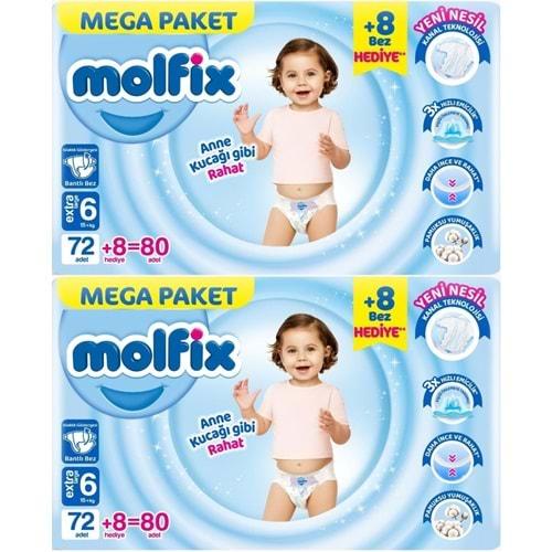 Molfix Bebek Bezi Beden:6 (15+KG) Extra Large 160 Adet Mega Ekonomik Fırsat Pk