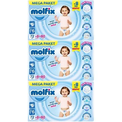 Molfix Bebek Bezi Beden:6 (15+KG) Extra Large 240 Adet Mega Aylık Fırsat Pk
