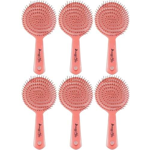 Nascita 3 (Üç) Boyutlu Profesyonel Yuvarlak Saç Fırçası Pembe (Kod Prof:2) (6 Lı Set)