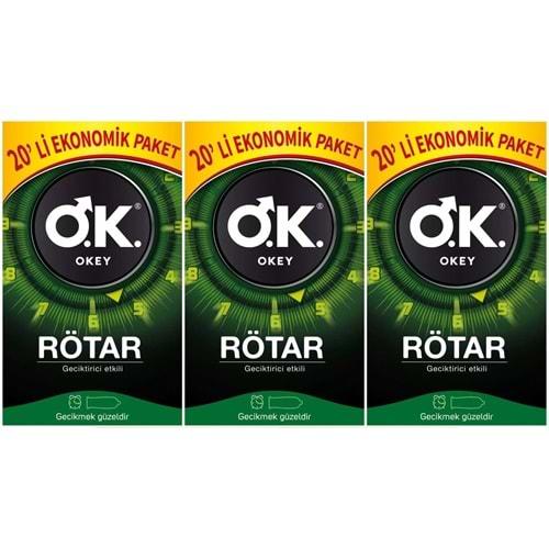 Okey Prezervatif 60 Adet Rötar (Geciktirici Etkili) Ekonomik Pk (3PK*20)