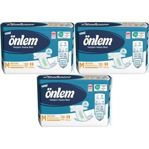 Önlem Hasta Bezi Bel Bantlı Tekstil Yüzey M - Medium - Orta 90 Adet (3PK*30)