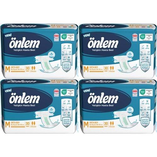 Önlem Hasta Bezi Bel Bantlı Tekstil Yüzey M - Medium - Orta 120 Adet (4PK*30)
