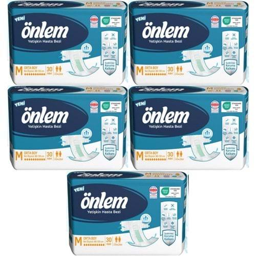 Önlem Hasta Bezi Bel Bantlı Tekstil Yüzey M - Medium - Orta 150 Adet (5PK*30)