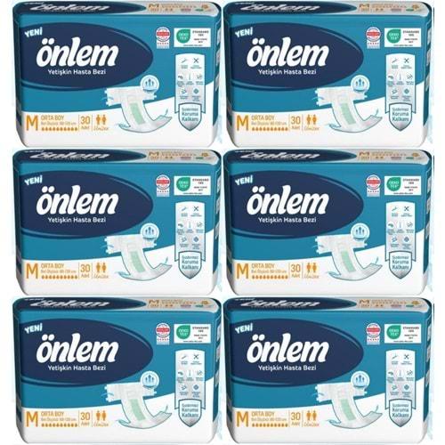 Önlem Hasta Bezi Bel Bantlı Tekstil Yüzey M - Medium - Orta 180 Adet (6PK*30)
