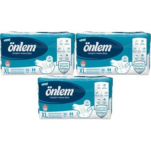 Önlem Hasta Bezi Bel Bantlı Tekstil Yüzey XL - Extra Large - Ekstra Büyük 90 Adet (3PK*30)