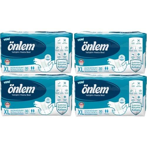 Önlem Hasta Bezi Bel Bantlı Tekstil Yüzey XL - Extra Large - Ekstra Büyük 120 Adet (4PK*30)