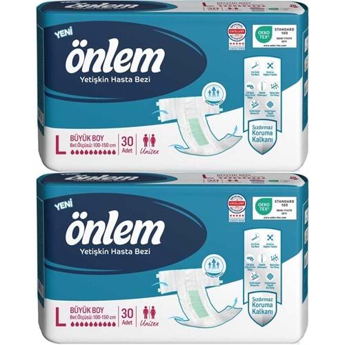 Önlem Hasta Bezi Bel Bantlı Tekstil Yüzey L - Large - Büyük 60 Adet (2PK*30)