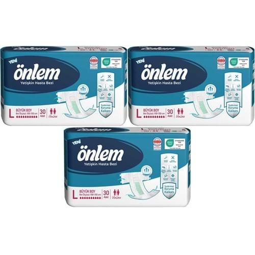 Önlem Hasta Bezi Bel Bantlı Tekstil Yüzey L - Large - Büyük 90 Adet (3PK*30)