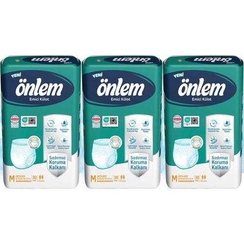 Önlem Emici Külot Yetişkin Hasta Bezi M - Medium - Orta 90 Adet (3PK*30)