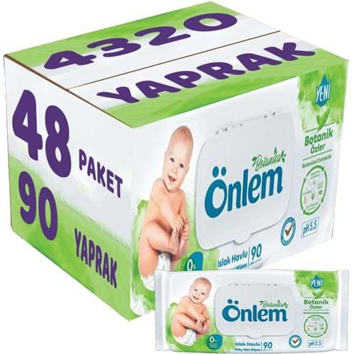 Önlem Islak Havlu Mendil 90 Yaprak Botanika Özlü (48 Li Set) Plastik Kapaklı 4320 Yaprak