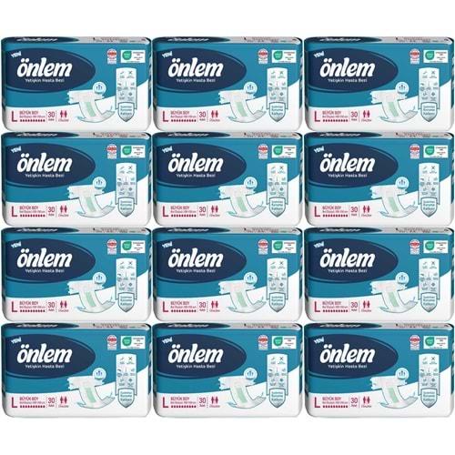Önlem Hasta Bezi Bel Bantlı Tekstil Yüzey L - Large - Büyük 360 Adet (12PK*30)