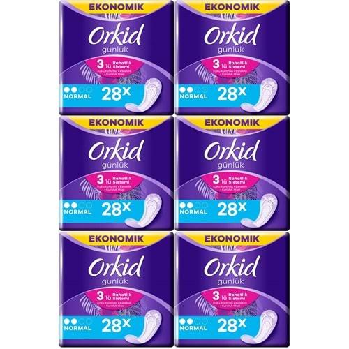 Orkid Günlük Ped Günlük Koruma Normal 168 Adet Ekonomik Paket (Tekli Paketlerde) (6PK*28)