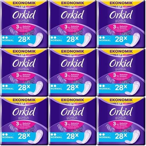 Orkid Günlük Ped Günlük Koruma Normal 252 Adet Ekonomik Paket (Tekli Paketlerde) (9PK*28)