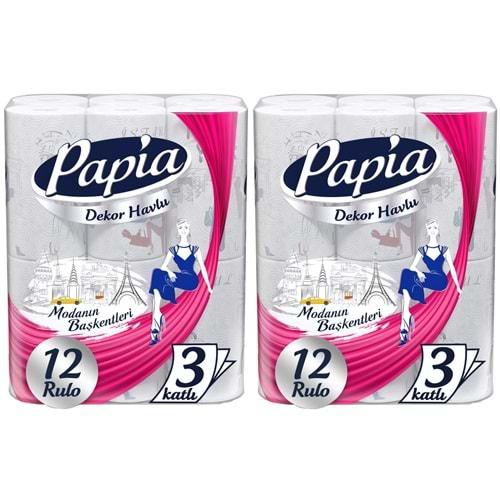 Papia Kağıt Havlu Decor (Modanon Başkentleri Desenli) 24 Lü Set (2PK*12)