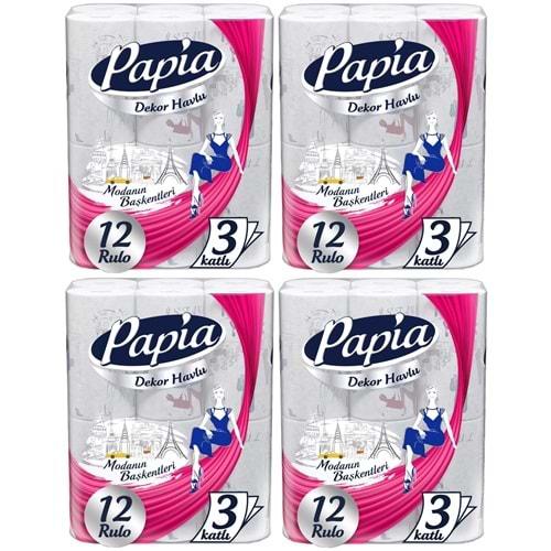 Papia Kağıt Havlu Decor (Modanon Başkentleri Desenli) 48 Li Set (4PK*12)