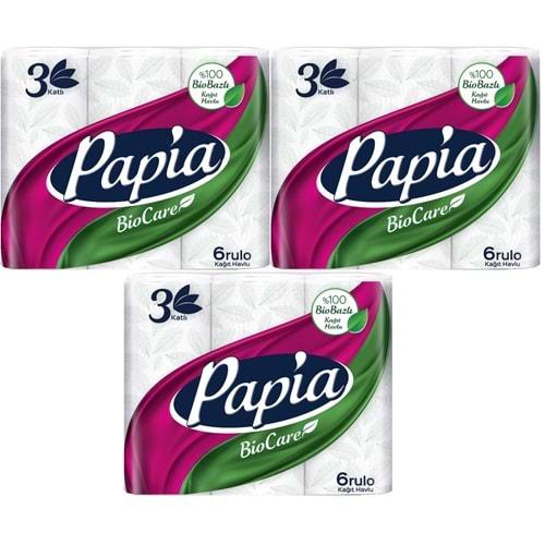 Papia Kağıt Havlu (3 Katlı) 18 Li Set Bio Care (3PK*6)