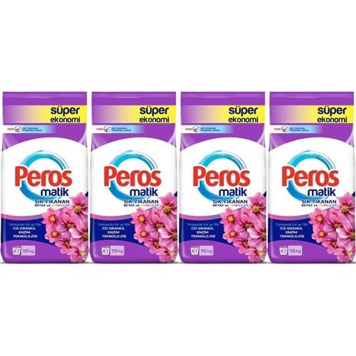 Peros Matik Toz Çamaşır Deterjanı 40KG Yıldız Çiçeği (Beyaz ve Renkliler) (268 Yıkama) (4PK*10KG)