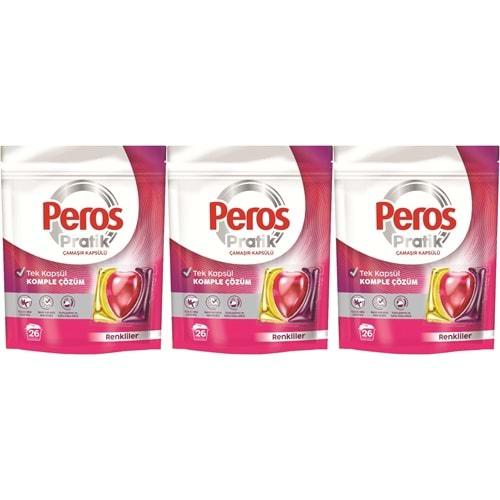 Peros Pratik Matik Çamaşır Deterjanı Kapsülü - Tableti 78 Adet Renkliler (3PK*26)