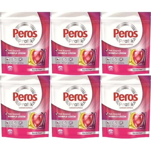 Peros Pratik Matik Çamaşır Deterjanı Kapsülü - Tableti 156 Adet Renkliler (6PK*26)