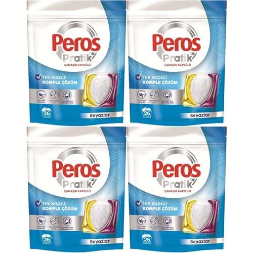 Peros Pratik Matik Çamaşır Deterjanı Kapsülü - Tableti 104 Adet Beyazlar (4PK*26)