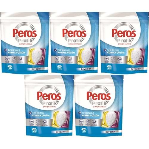 Peros Pratik Matik Çamaşır Deterjanı Kapsülü - Tableti 130 Adet Beyazlar (5PK*26)