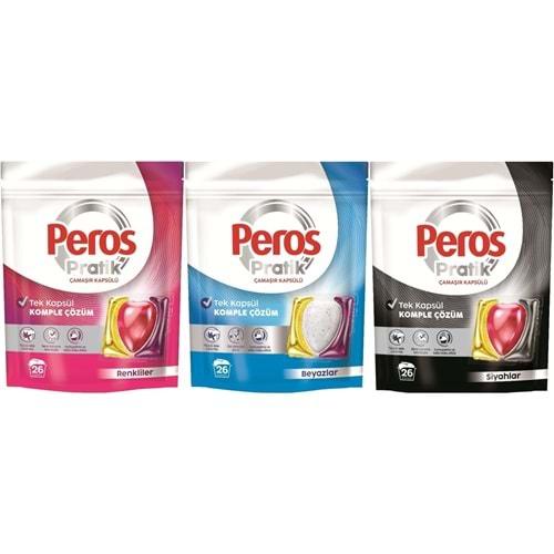 Peros Pratik Matik Çamaşır Deterjanı Kapsülü - Tableti 78 Adet (3PK*26) (Karma Set)