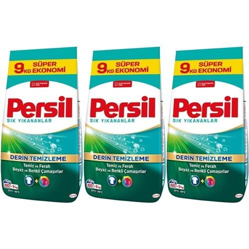 Persil Matik Toz Çamaşır Deterjanı 27KG Sık Yıkananlar Beyaz ve Renkliler İçin (3PK*9KG)(180 Yıkama)