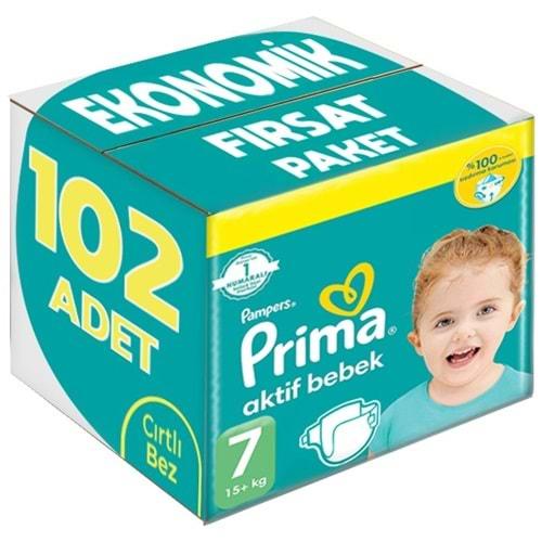 Prima Bebek Bezi Beden:7 (15+Kg) XX Large 102 Adet Ekonomik Fırsat Pk