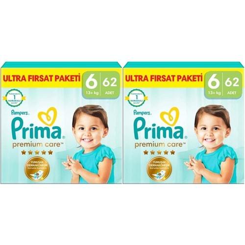 Prima Premium Care Bebek Bezi Beden:6 (13+) Extra Large 124 Adet Mega Fırsat Pk
