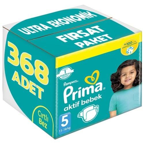 Prima Bebek Bezi Beden:5 (11-16Kg) Junior 368 Adet Ultra Ekonomik Fırsat Pk