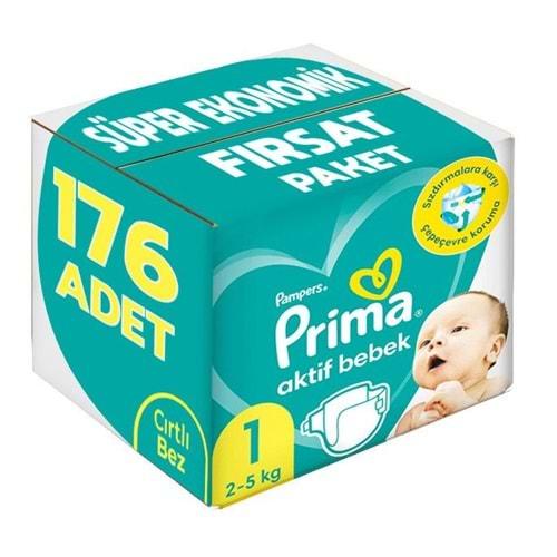 Prima Bebek Bezi Beden:1 (2-5Kg) Yeni Doğan 176 Adet Süper Ekonomik Fırsat Pk