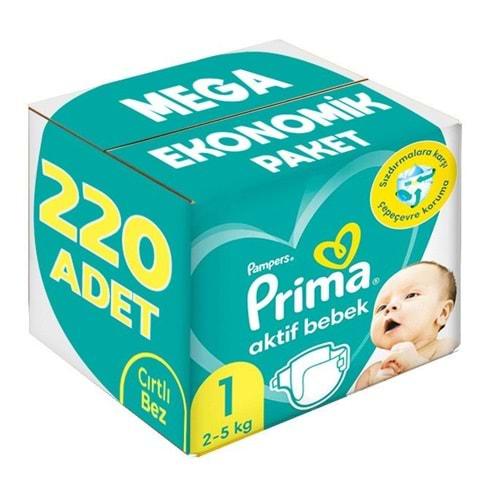Prima Bebek Bezi Beden:1 (2-5Kg) Yeni Doğan 220 Adet Mega Ekonomik Pk