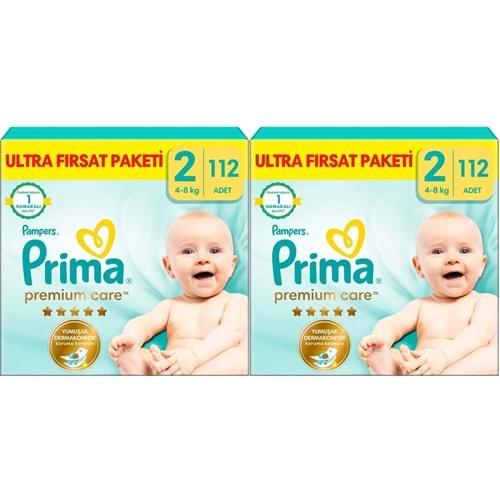 Prima Premium Care Bebek Bezi Beden:2 (4-8KG) Mini 224 Adet Ekonomik Ultra Fırsat Pk