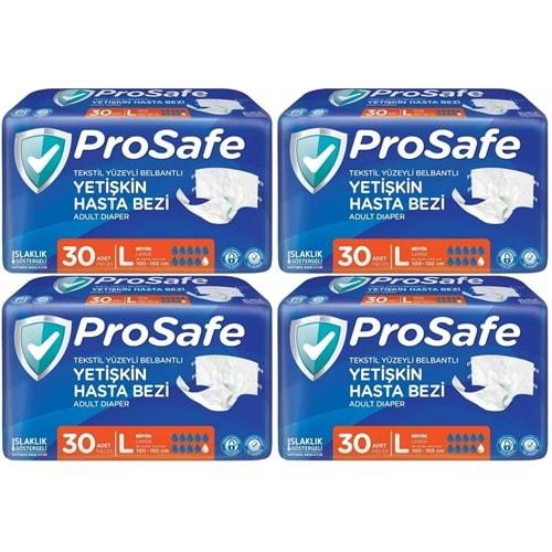 Prosafe Hasta Bezi Yetişkin Bel Bantlı Tekstil Yüzey L - Large - Büyük Boy 120 Adet (4PK*30)