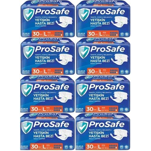 Prosafe Hasta Bezi Yetişkin Bel Bantlı Tekstil Yüzey L - Large - Büyük Boy 240 Adet (8PK*30)