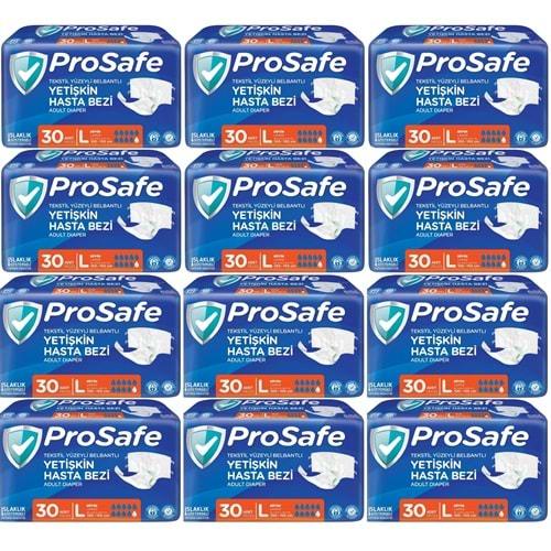 Prosafe Hasta Bezi Yetişkin Bel Bantlı Tekstil Yüzey L - Large - Büyük Boy 360 Adet (12PK*30)