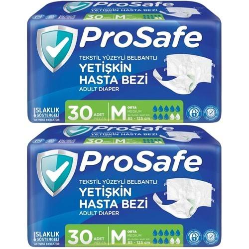 Prosafe Hasta Bezi Yetişkin Bel Bantlı Tekstil Yüzey M - Medium - Orta Boy 60 Adet (2PK*30)