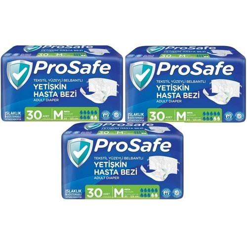 Prosafe Hasta Bezi Yetişkin Bel Bantlı Tekstil Yüzey M - Medium - Orta Boy 90 Adet (3PK*30)
