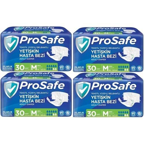 Prosafe Hasta Bezi Yetişkin Bel Bantlı Tekstil Yüzey M - Medium - Orta Boy 120 Adet (4PK*30)