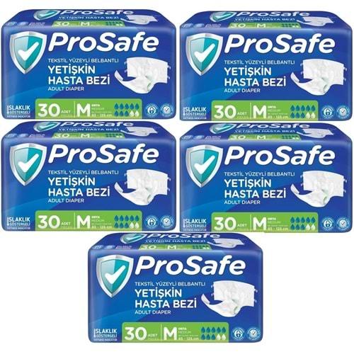 Prosafe Hasta Bezi Yetişkin Bel Bantlı Tekstil Yüzey M - Medium - Orta Boy 150 Adet (5PK*30)