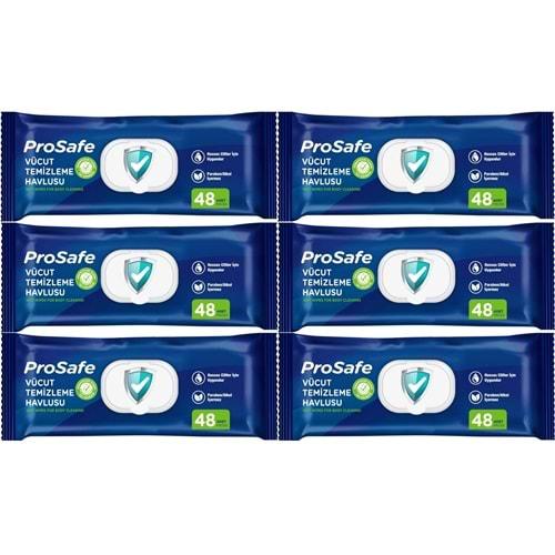 Prosafe Hasta Vücut Temizleme Islak Mendil Havlu 48 Yaprak XL (6 Lı Set) Plastik Kapak