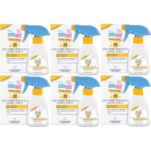 Sebamed Sun Care Bebek Güneş Losyonu Kremi Sprey 50+ Faktör 200ML (Hassas Ciltler İçin) (6 Lı Set)