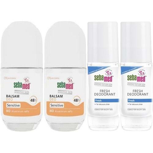 Sebamed Deodorant Roll-On 50ML Balsam Hassas/Sensitive + Roll-On 50ML Fresh (Karma 4 Lü Set)