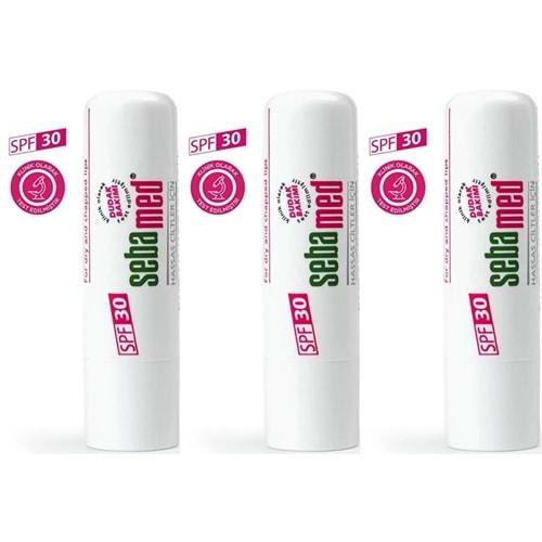 Sebamed Dudak Koruyucu Bakım Kremi Stick 30 SPF 4.8GR (Çatlamış ve Hassas Nemlendiricili) (3 Lü Set)